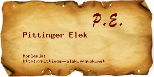 Pittinger Elek névjegykártya